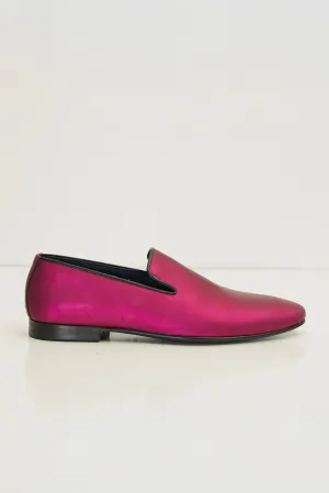 The Formal Leather Loafer - Metallic Fuchsia