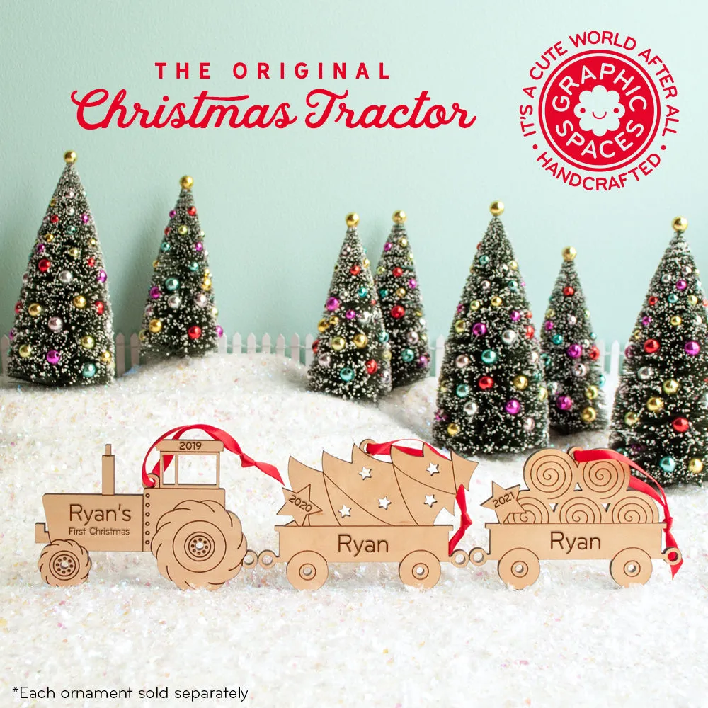 Tractor Wooden Christmas Ornament - Personalized