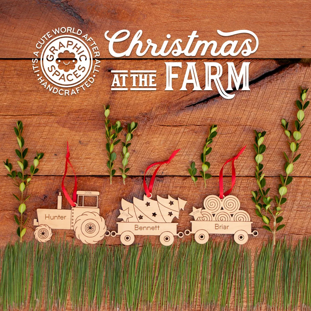 Tractor Wooden Christmas Ornament - Personalized