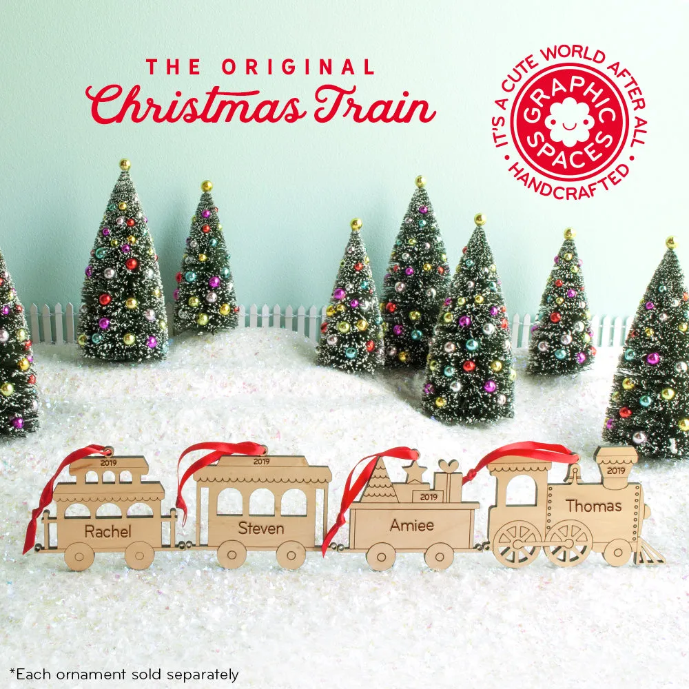 Train Wooden Christmas Ornament - Personalized Coach Car
