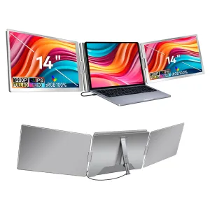 Trion 14-inch 360° trifold portable monitor 1200P IPS FHD Laptop Screen Extender - Grey - Open Never Used (AU Version)