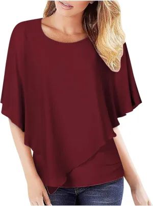 Tshirt Dress Women Plain Short Sleeve Batwing Sleeve Daily Dating Cute Blouses for Women Dressy Casual