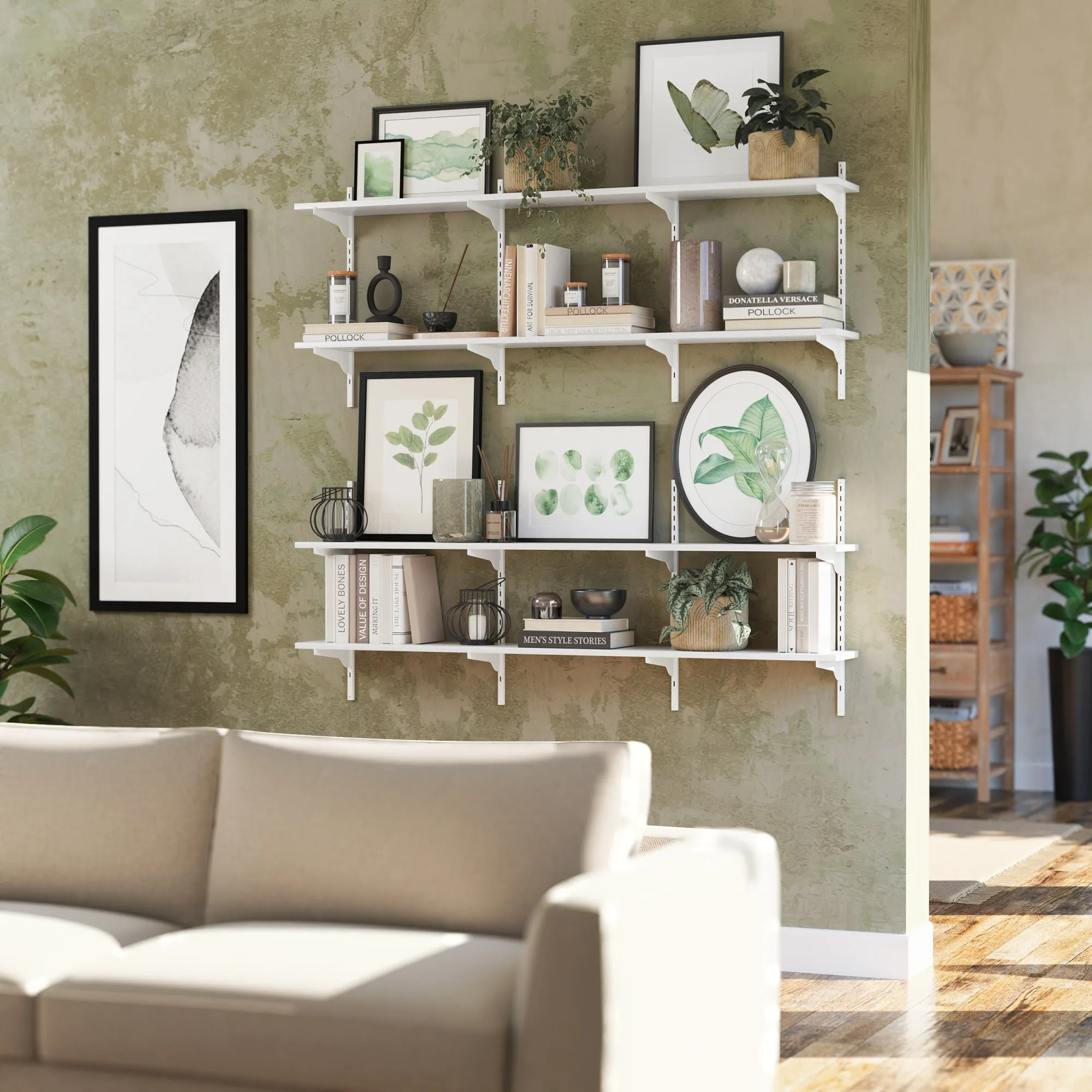TURIN 60'' Adjustable Shelves - 2 Tier - White