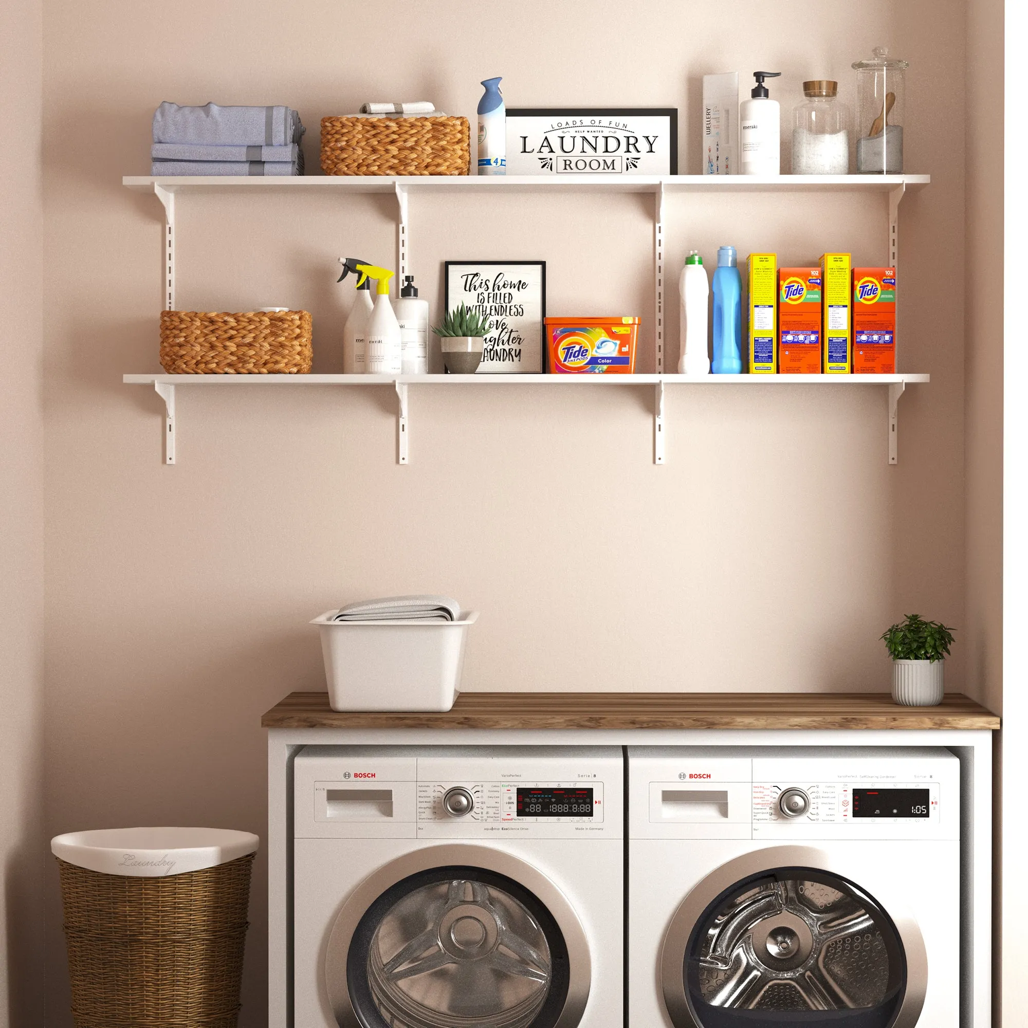 TURIN 60'' Adjustable Shelves - 2 Tier - White