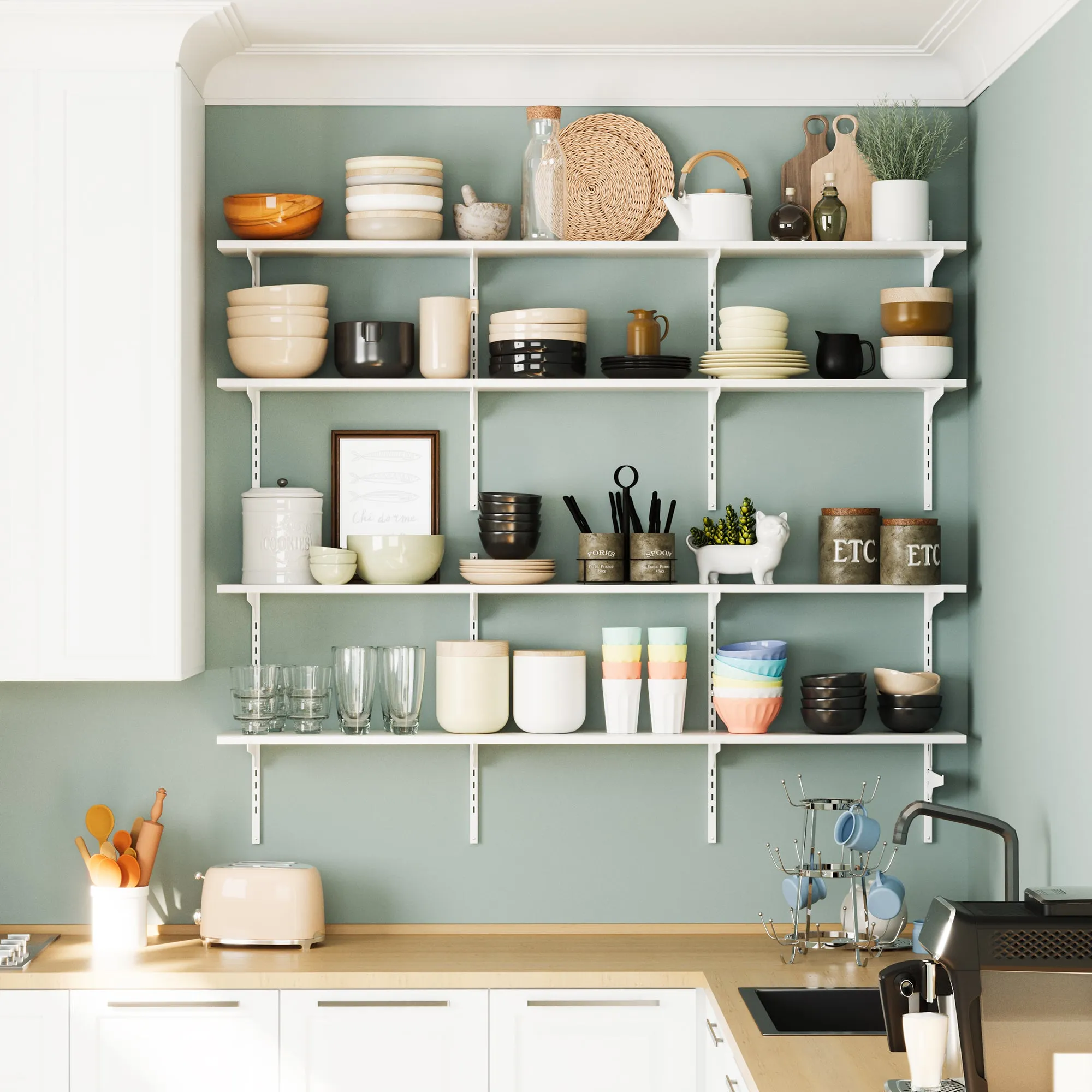 TURIN 60'' Adjustable Shelves - 2 Tier - White