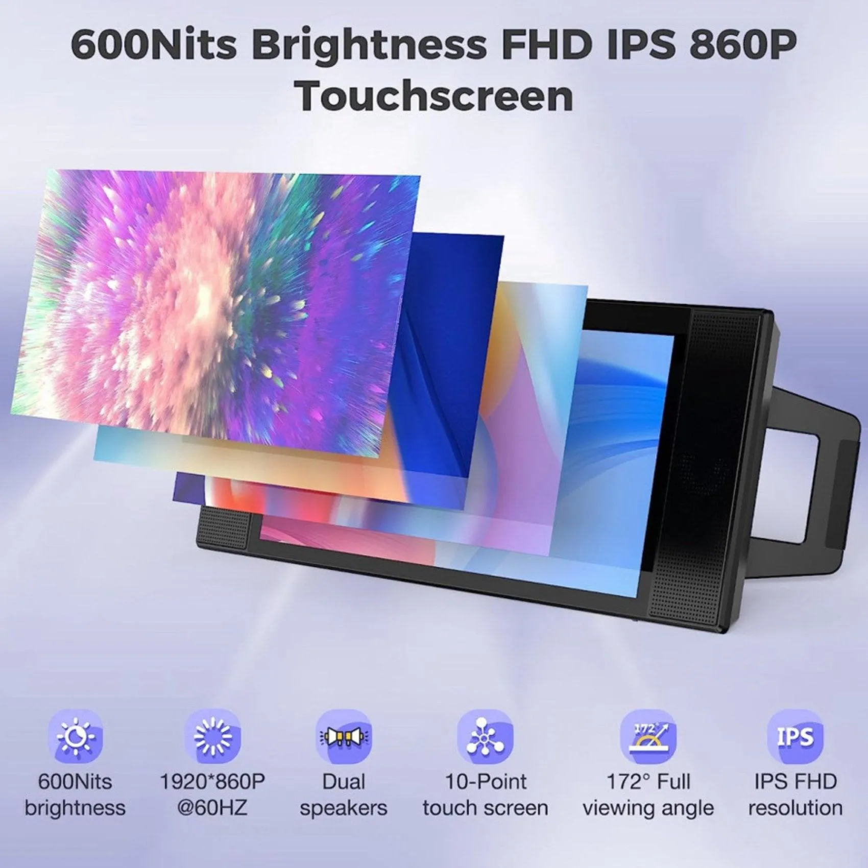 TUTT L1 Portable Laptop Cellphone Monitor Extender 12.3" IPS FHD High Brightness Gaming Touchscreen Dual Speakers Touch Screen Extension for Windows Mac PC Laptop Phone PS5/Switch