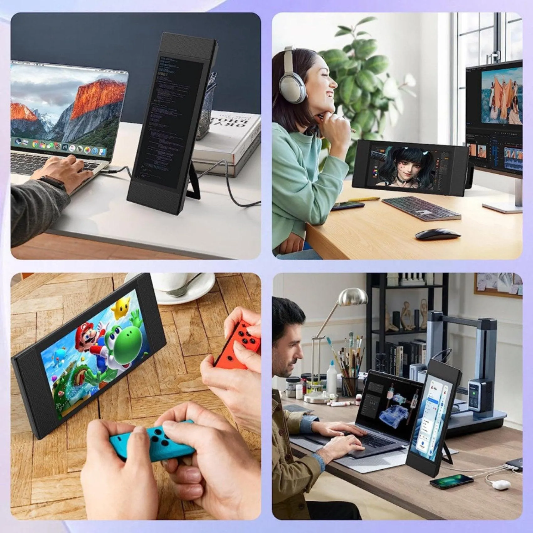 TUTT L1 Portable Laptop Cellphone Monitor Extender 12.3" IPS FHD High Brightness Gaming Touchscreen Dual Speakers Touch Screen Extension for Windows Mac PC Laptop Phone PS5/Switch