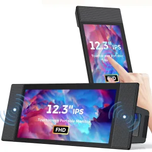 TUTT L1 Portable Laptop Cellphone Monitor Extender 12.3" IPS FHD High Brightness Gaming Touchscreen Dual Speakers Touch Screen Extension for Windows Mac PC Laptop Phone PS5/Switch