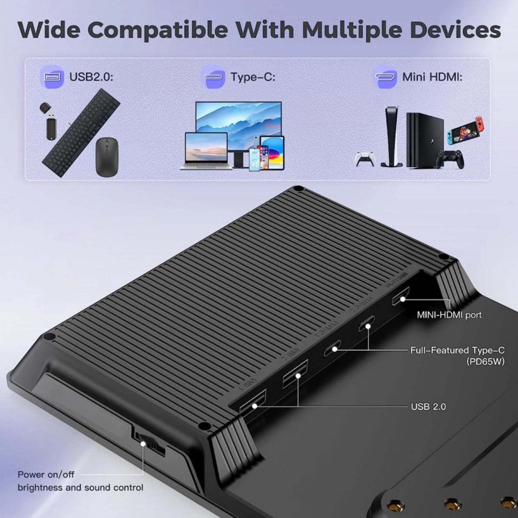 TUTT L1 Portable Laptop Cellphone Monitor Extender 12.3" IPS FHD High Brightness Gaming Touchscreen Dual Speakers Touch Screen Extension for Windows Mac PC Laptop Phone PS5/Switch