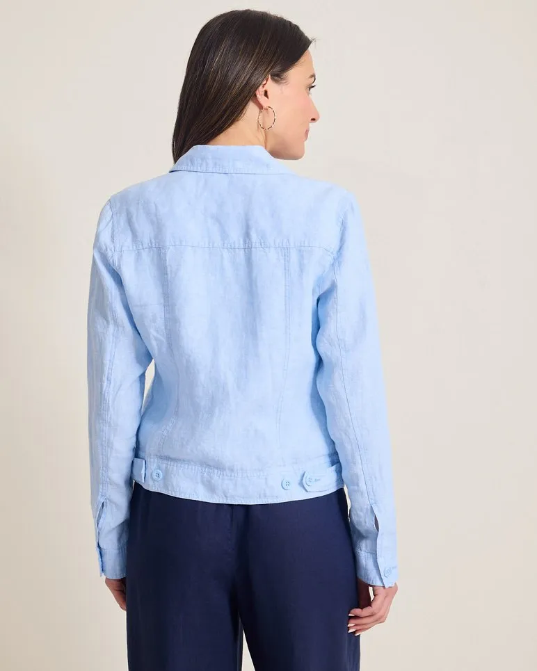 Two Palms Clean-Edge Linen Jacket - Light Sky