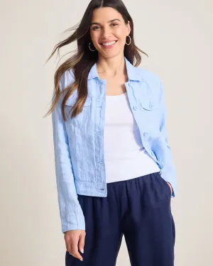 Two Palms Clean-Edge Linen Jacket - Light Sky