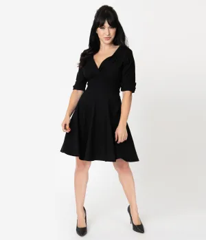 Unique Vintage 1950s Black Delores Fit & Flare Dress