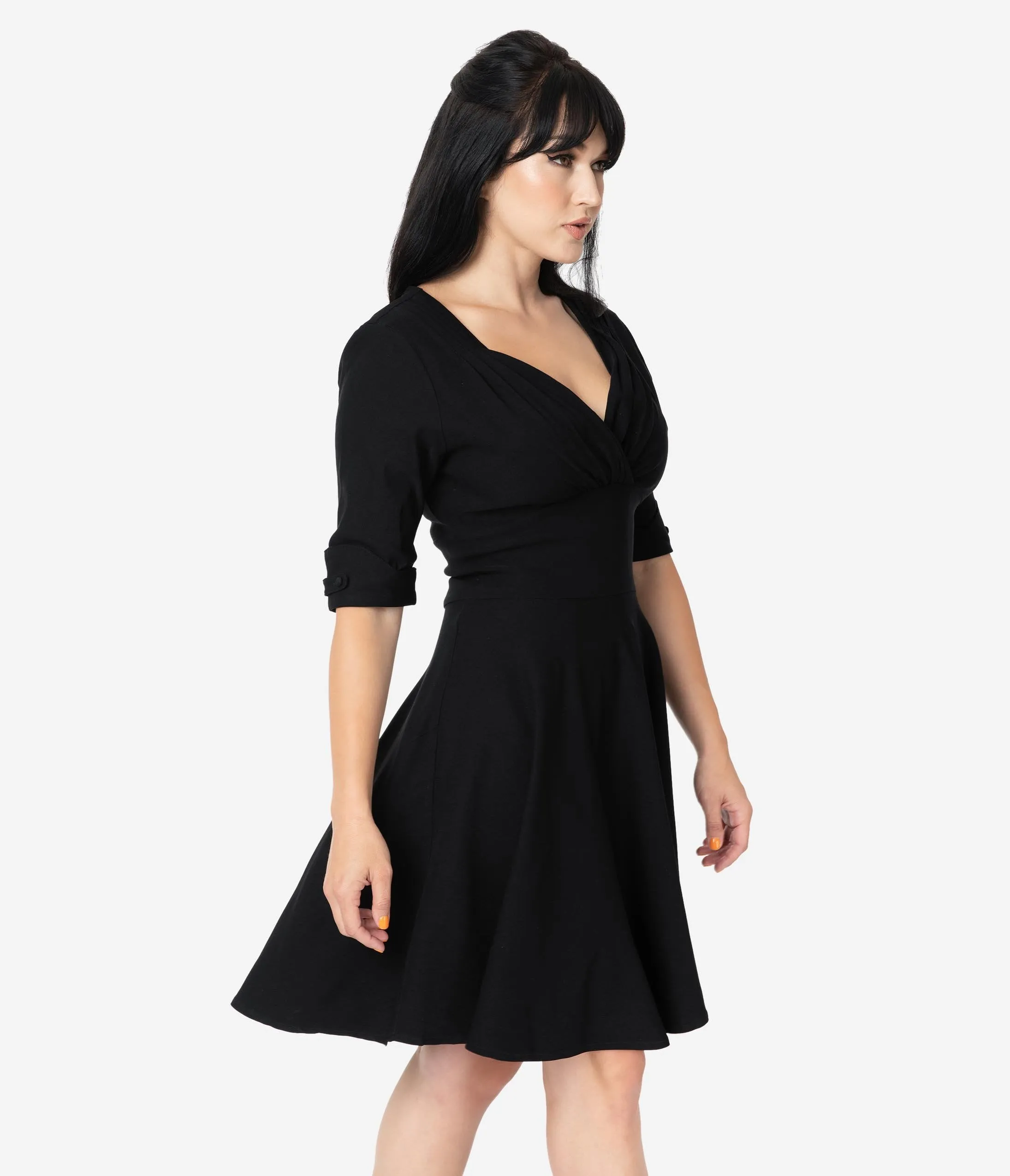 Unique Vintage 1950s Black Delores Fit & Flare Dress