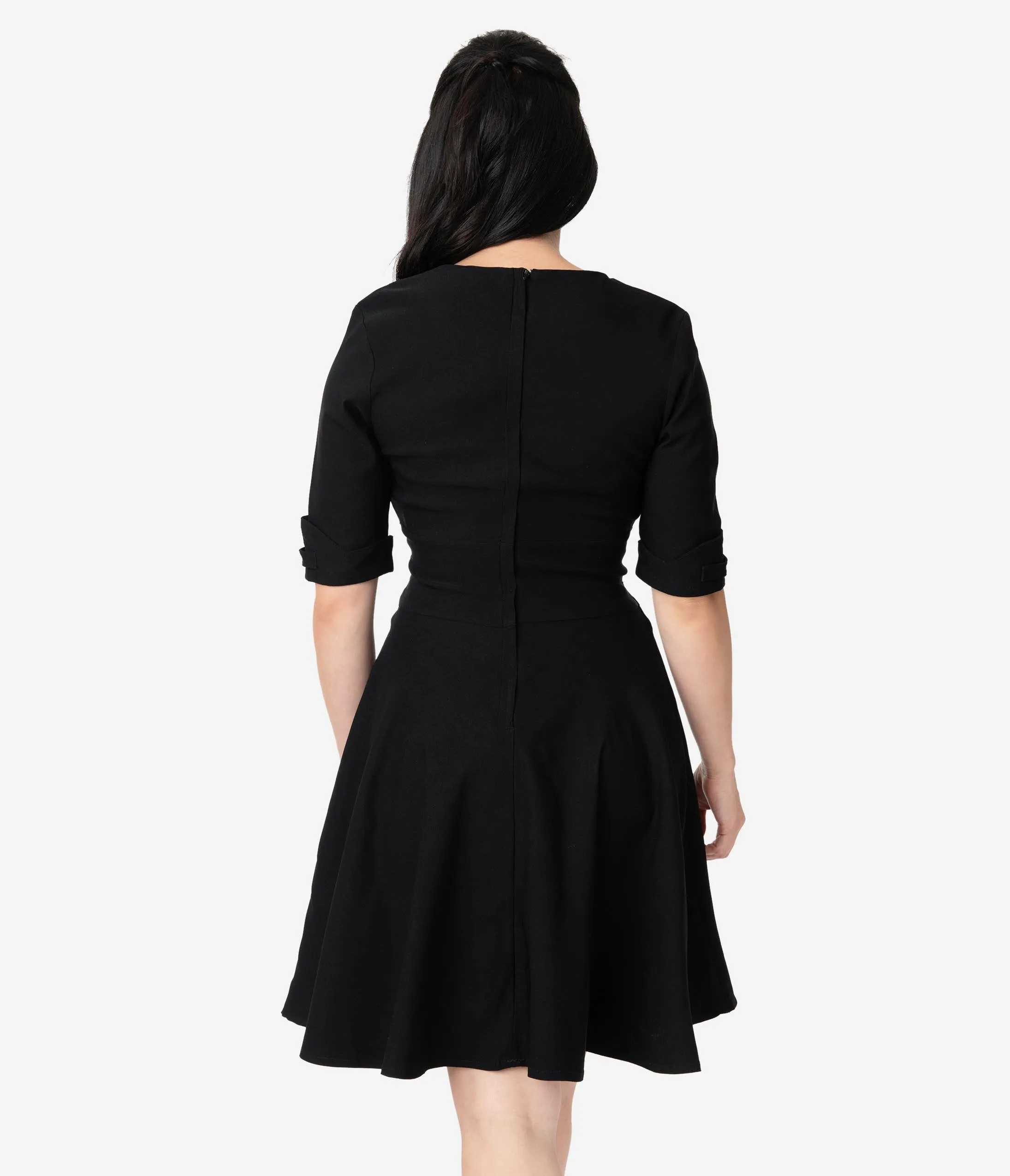Unique Vintage 1950s Black Delores Fit & Flare Dress