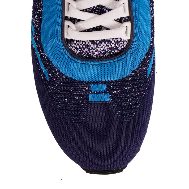 US 8 10 11 11.5 NEW $760 PRADA Blue Mln 70 KNIT LOGO TRAINERS SNEAKERS