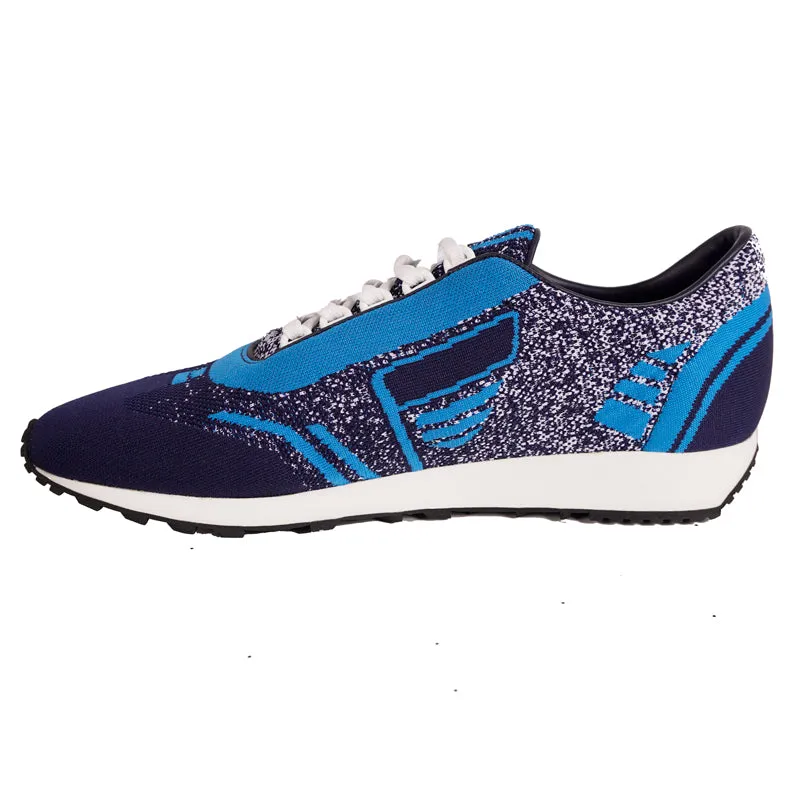 US 8 10 11 11.5 NEW $760 PRADA Blue Mln 70 KNIT LOGO TRAINERS SNEAKERS
