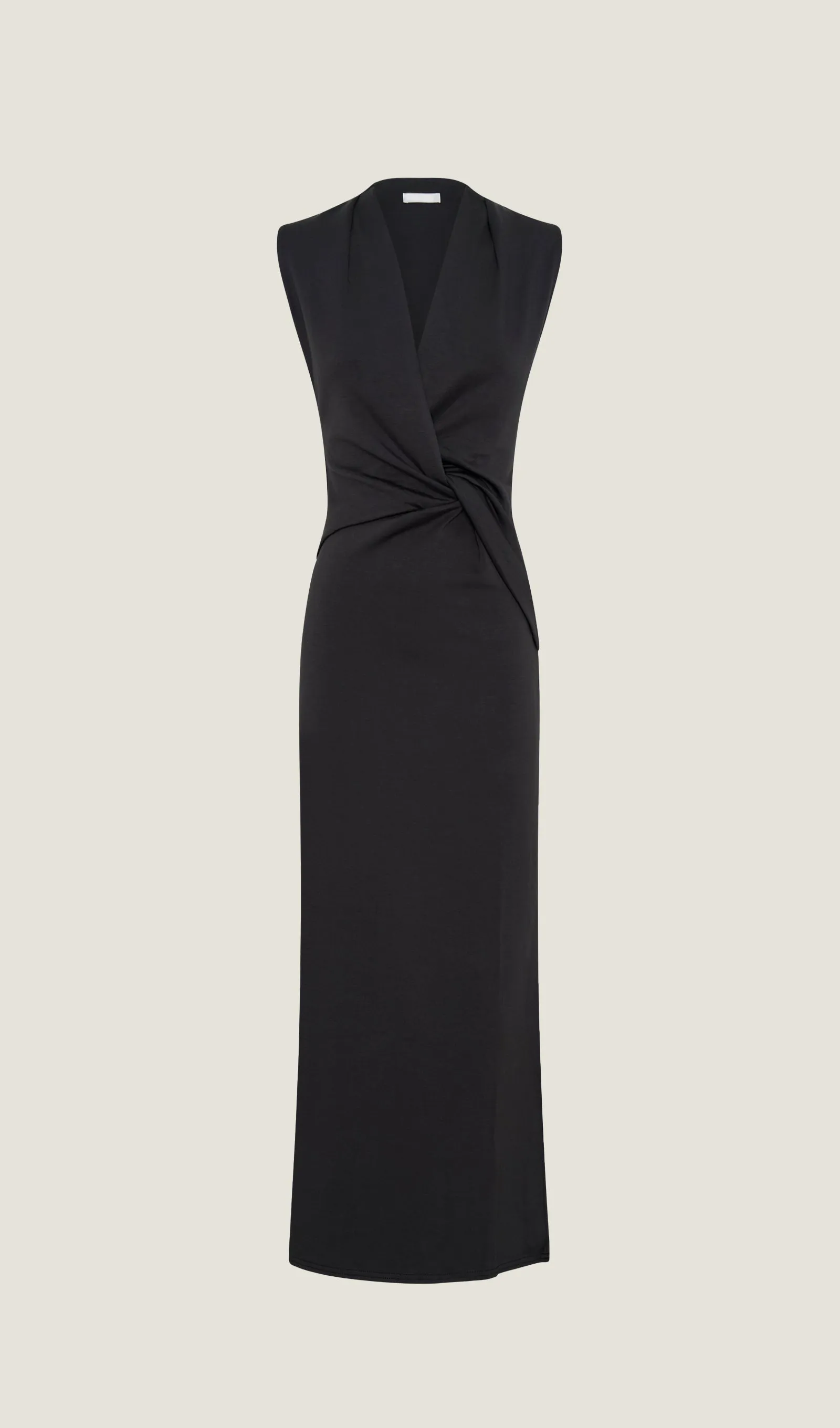 V Neck Crepe Twist Maxi Dress
