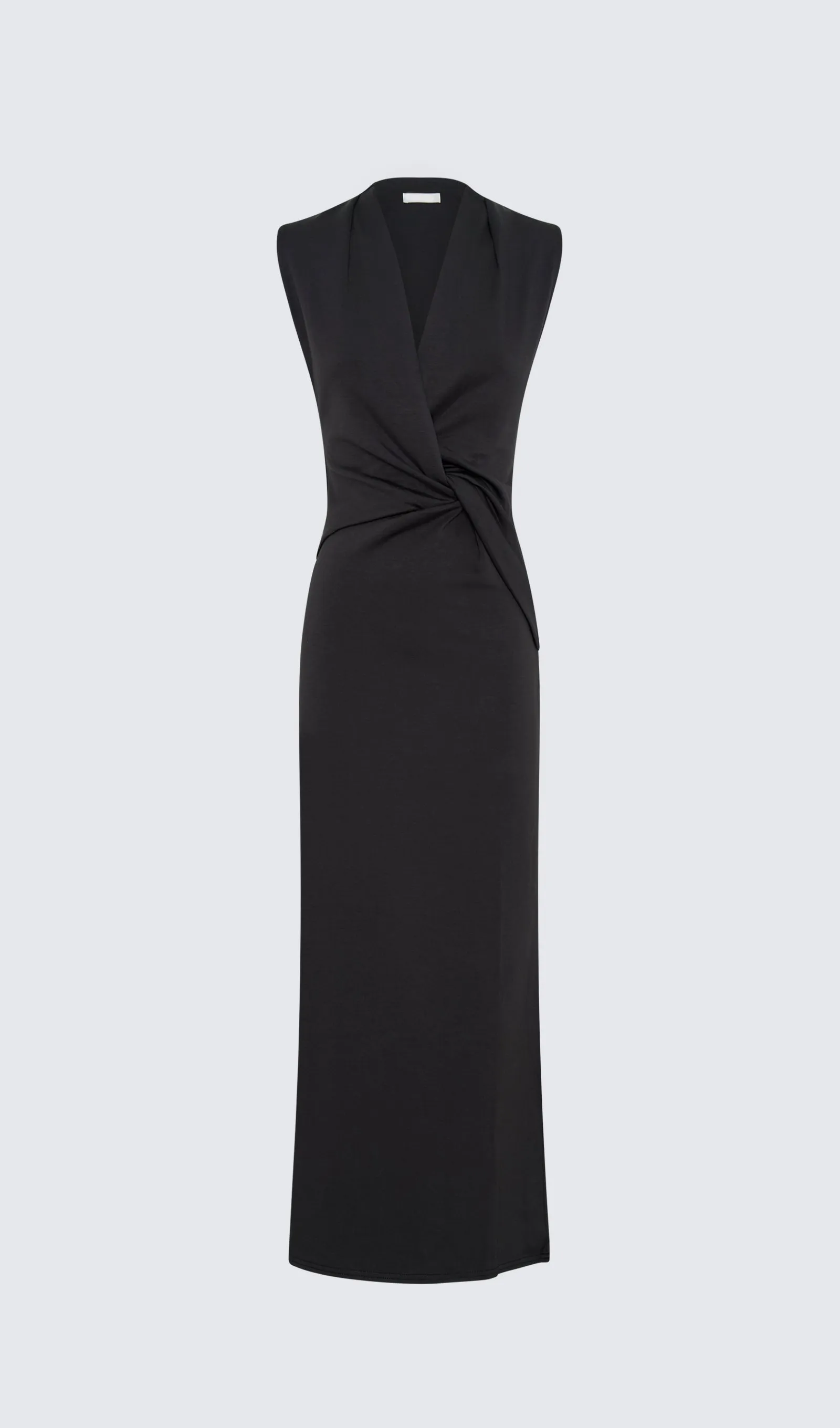 V Neck Crepe Twist Maxi Dress