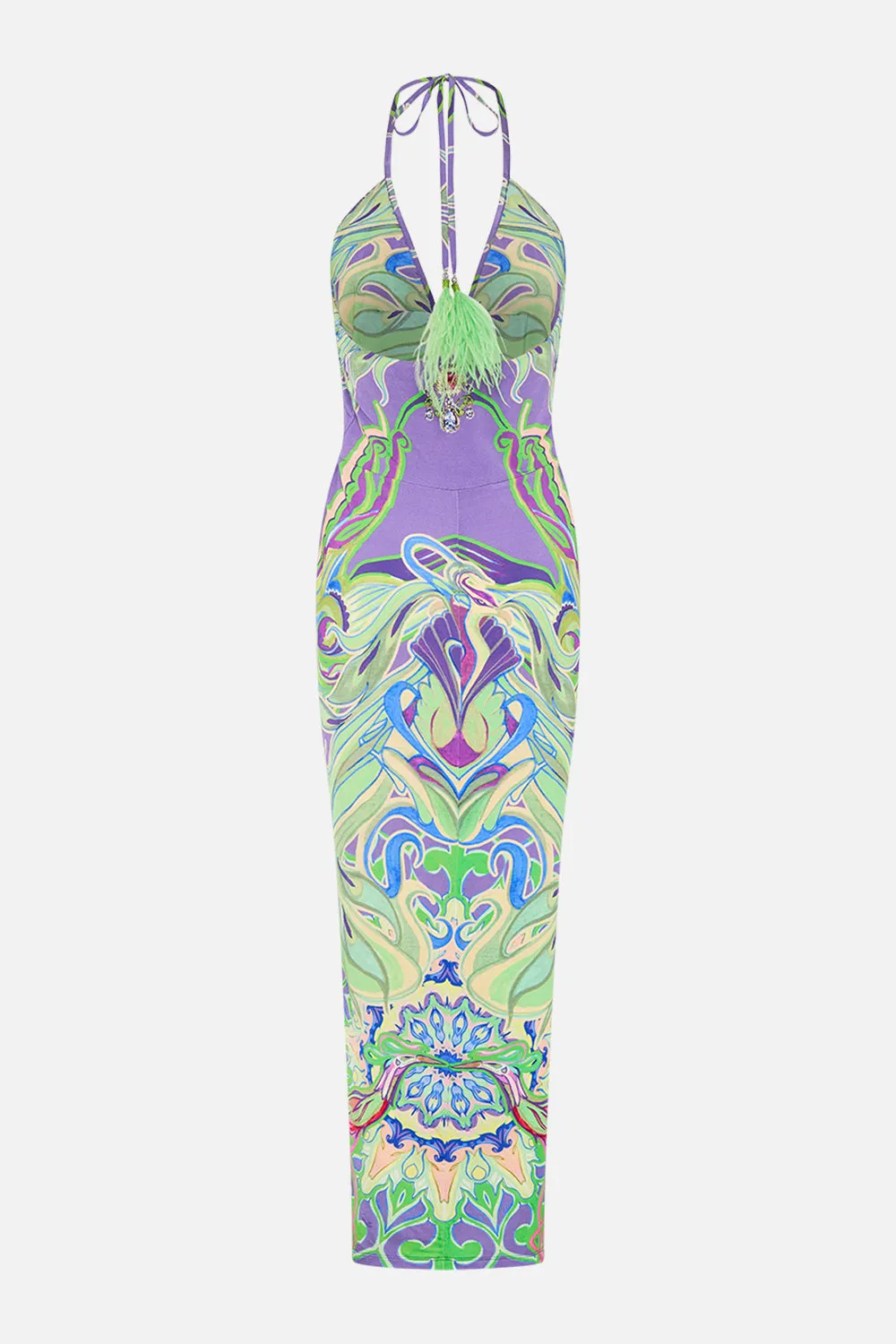 V NECK GATHERED JERSEY DRESS AMSTERDAM JEWEL