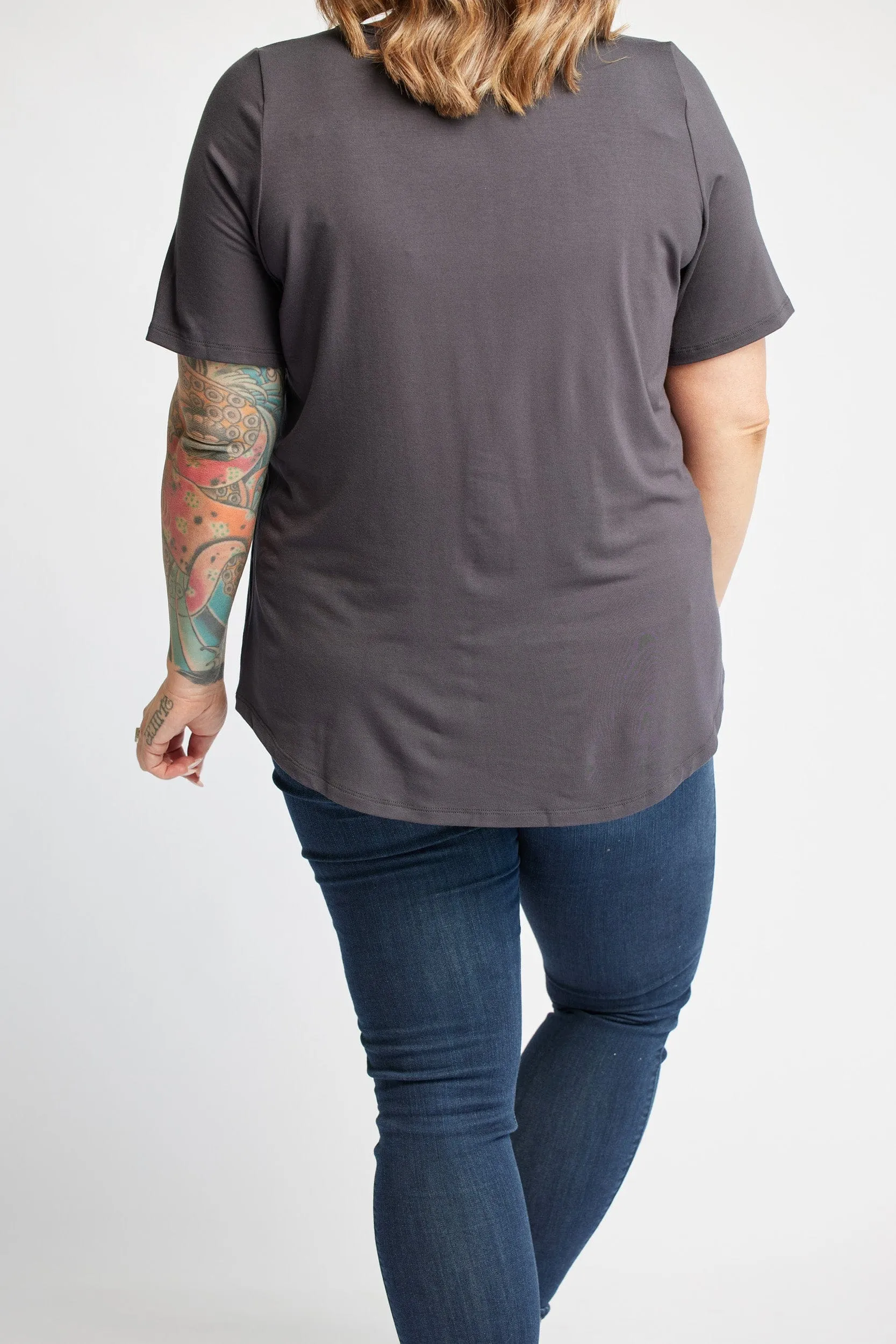 V-Neck Tee in Stone