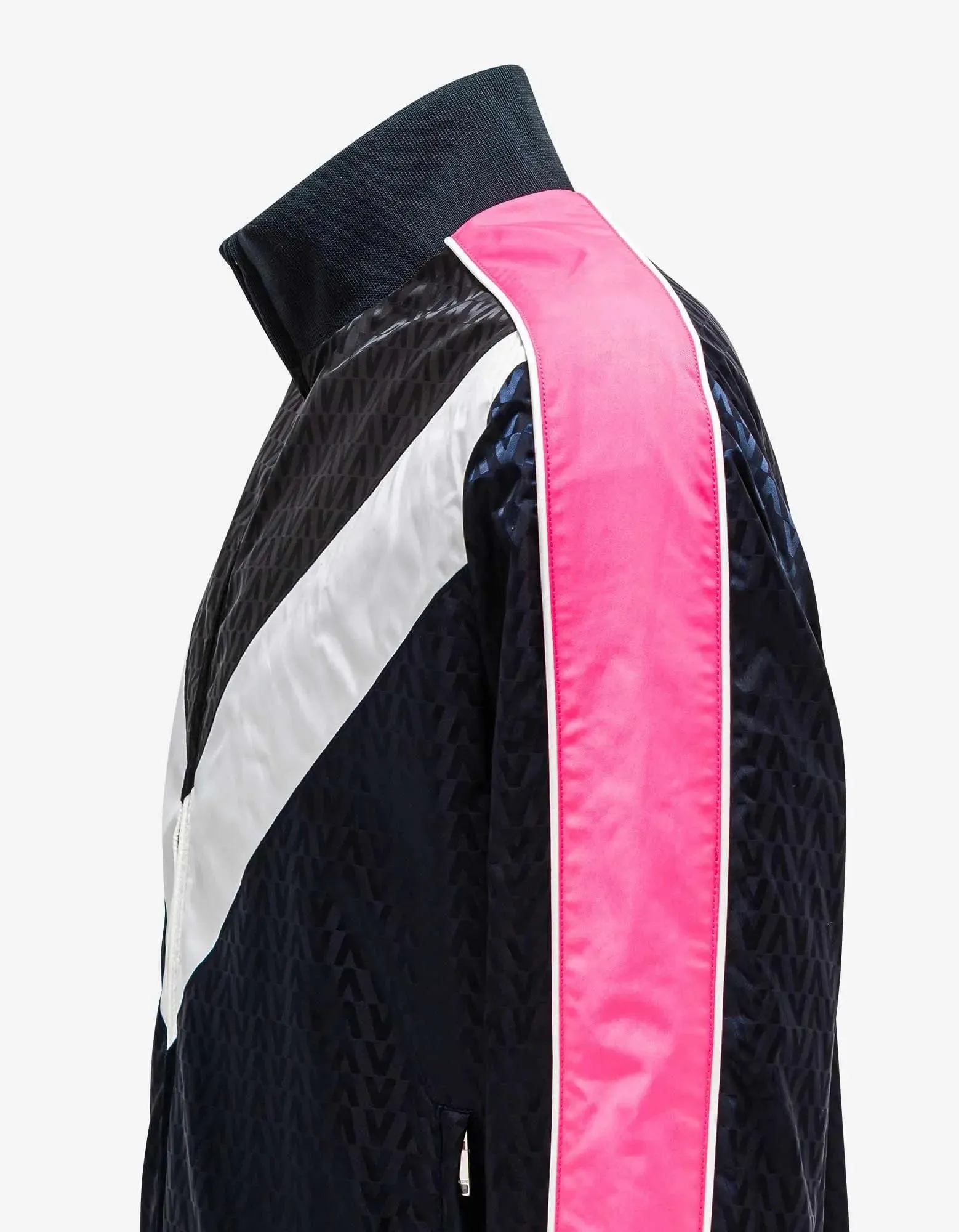 Valentino Garavani Navy Blue Optical Logo Jacquard Track Jacket