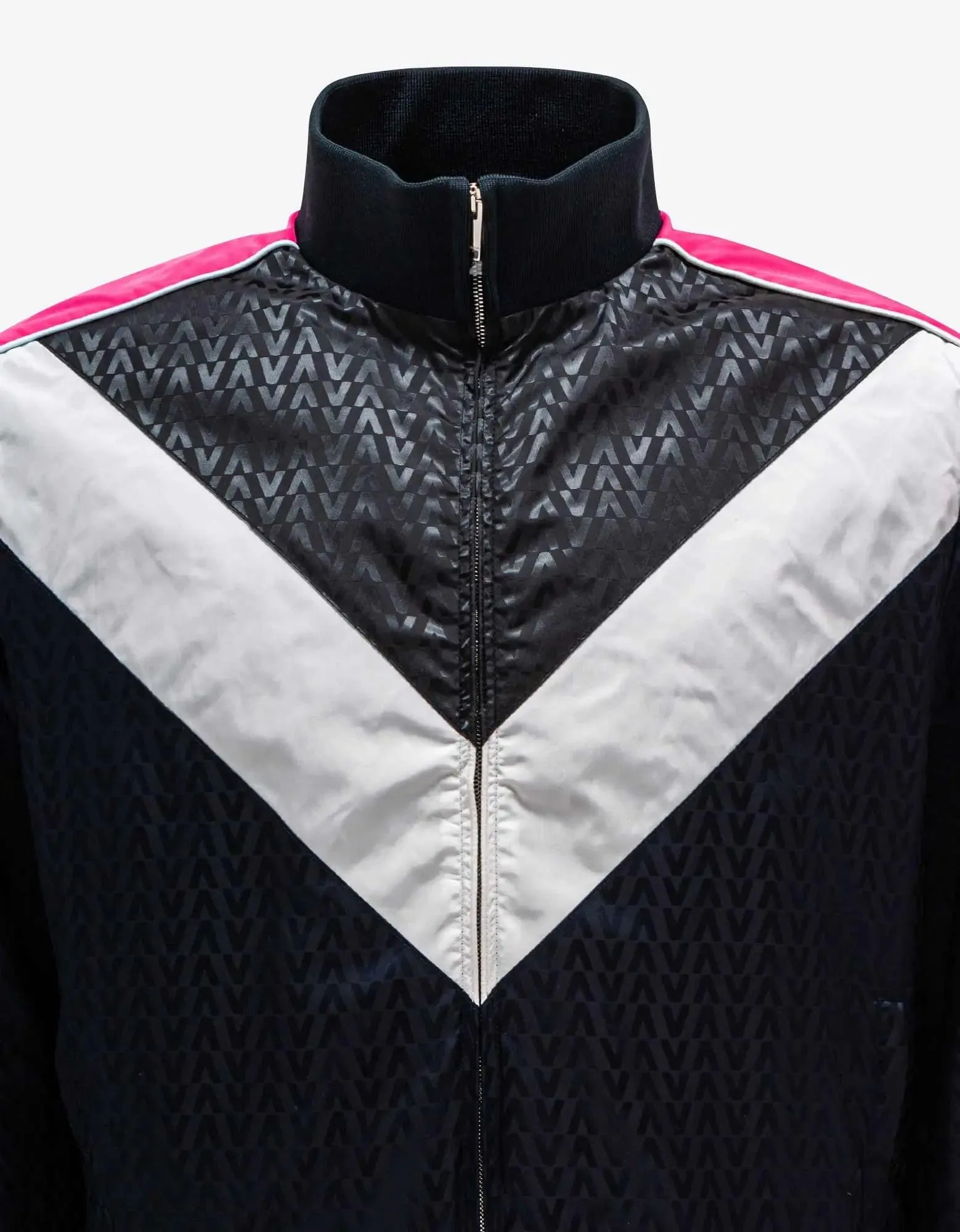 Valentino Garavani Navy Blue Optical Logo Jacquard Track Jacket