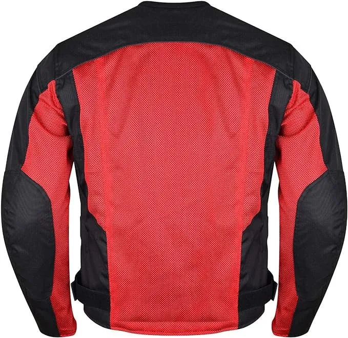 Vance Mens Red Advanced 3-Season Mesh/Textile CE Armor Motorcycle Jacket