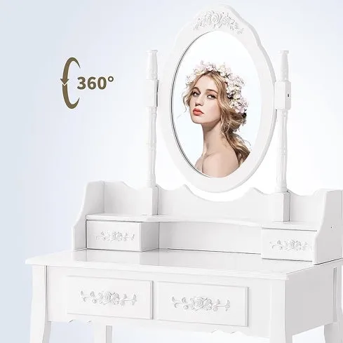 Vanity Table Set with 4 Drawers