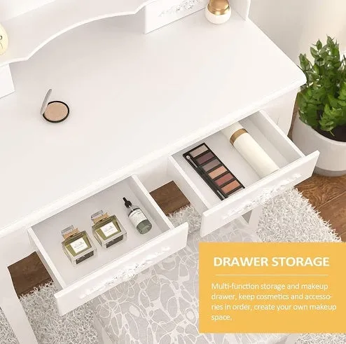 Vanity Table Set with 4 Drawers