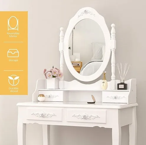 Vanity Table Set with 4 Drawers