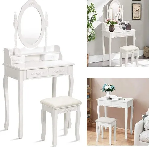 Vanity Table Set with 4 Drawers