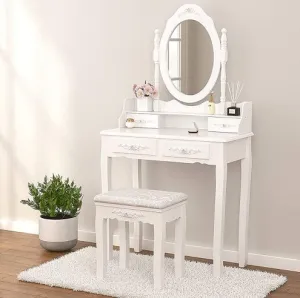 Vanity Table Set with 4 Drawers