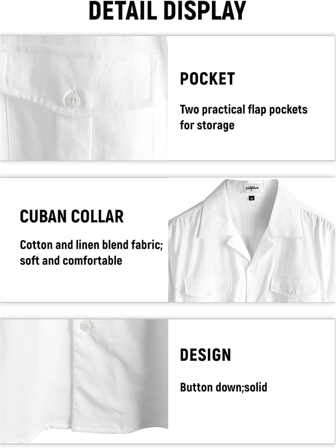 VATPAVE Mens Hawaiian Cotton Linen Shirts Short Sleeve Button Down Summer Shirts Cuban Beach Tops with Pockets
