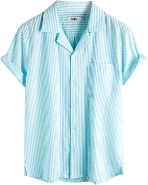 VATPAVE Mens Striped Summer Shirt Casual Button Down Short Sleeve Beach Shirts Cotton Linen Shirts for Men
