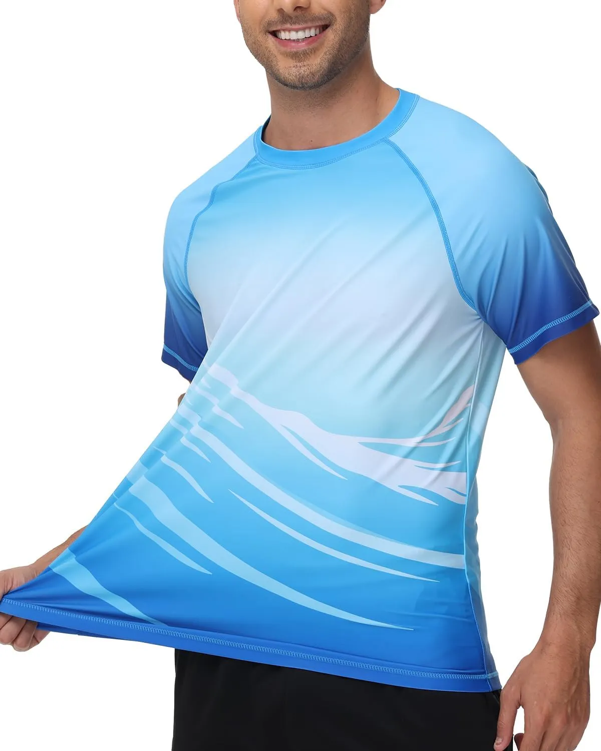 VAYAGER Men's Swim Shirts Rash Guard UPF 50  T Shirts Quick Dry Loose Fit Water Surfing Shirt