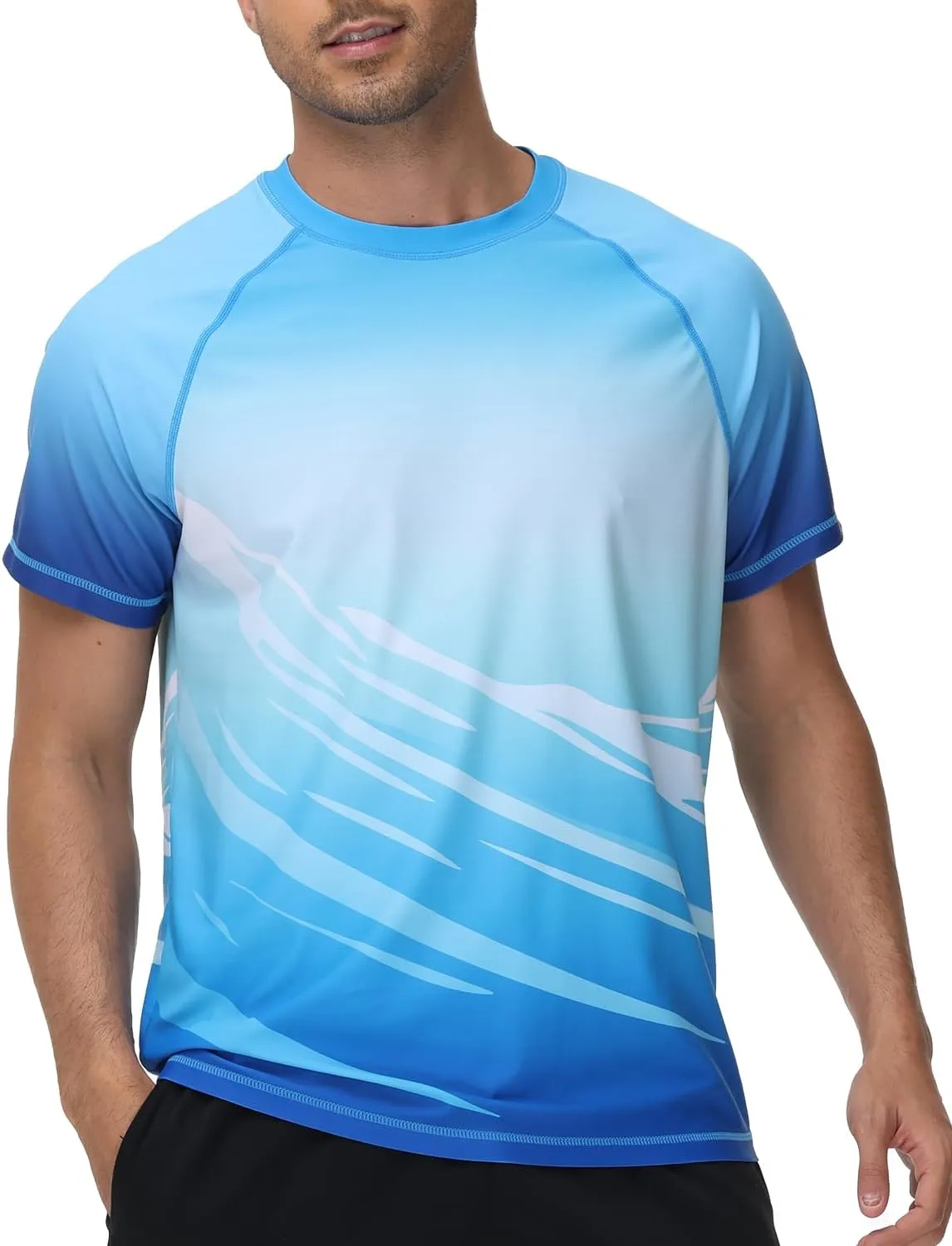 VAYAGER Men's Swim Shirts Rash Guard UPF 50  T Shirts Quick Dry Loose Fit Water Surfing Shirt