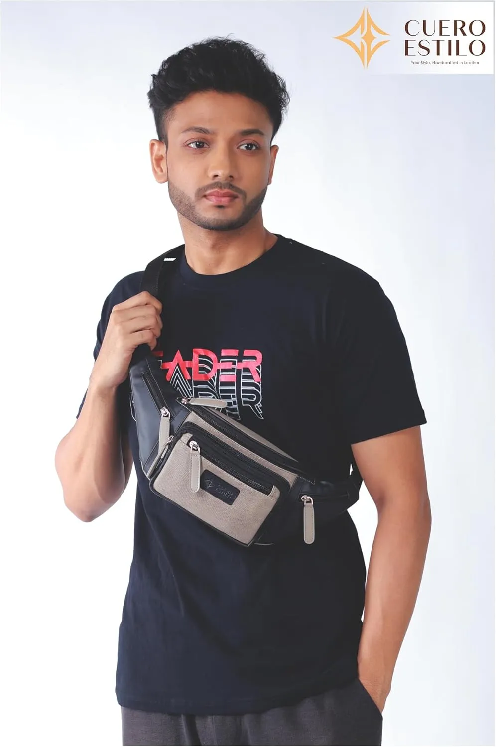 Vegan Leather Fanny Pack - Stylish & Water-Resistant Unisex Waist Bag with Multiple Zipper Compartments, Adjustable Strap for Travel & Everyday Use.