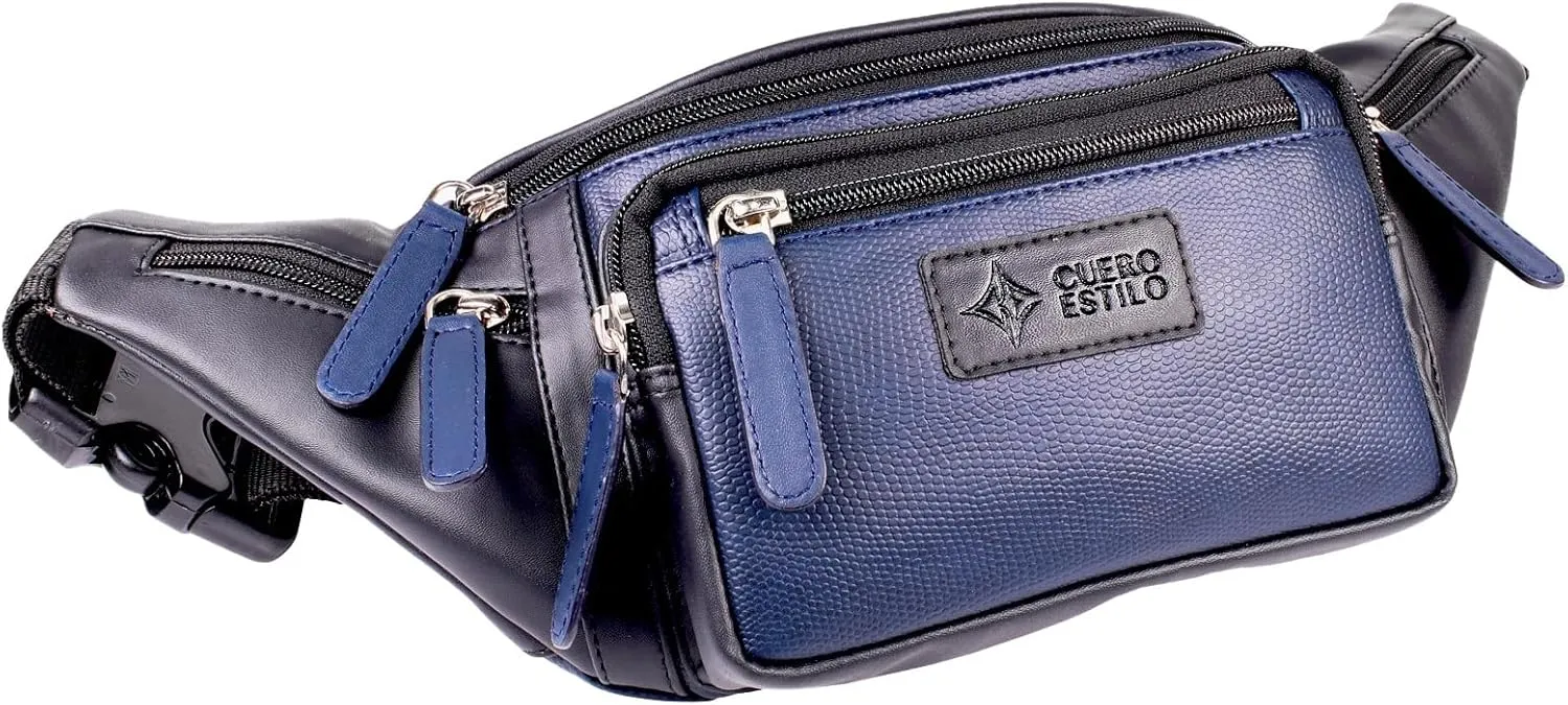Vegan Leather Fanny Pack - Stylish & Water-Resistant Unisex Waist Bag with Multiple Zipper Compartments, Adjustable Strap for Travel & Everyday Use.