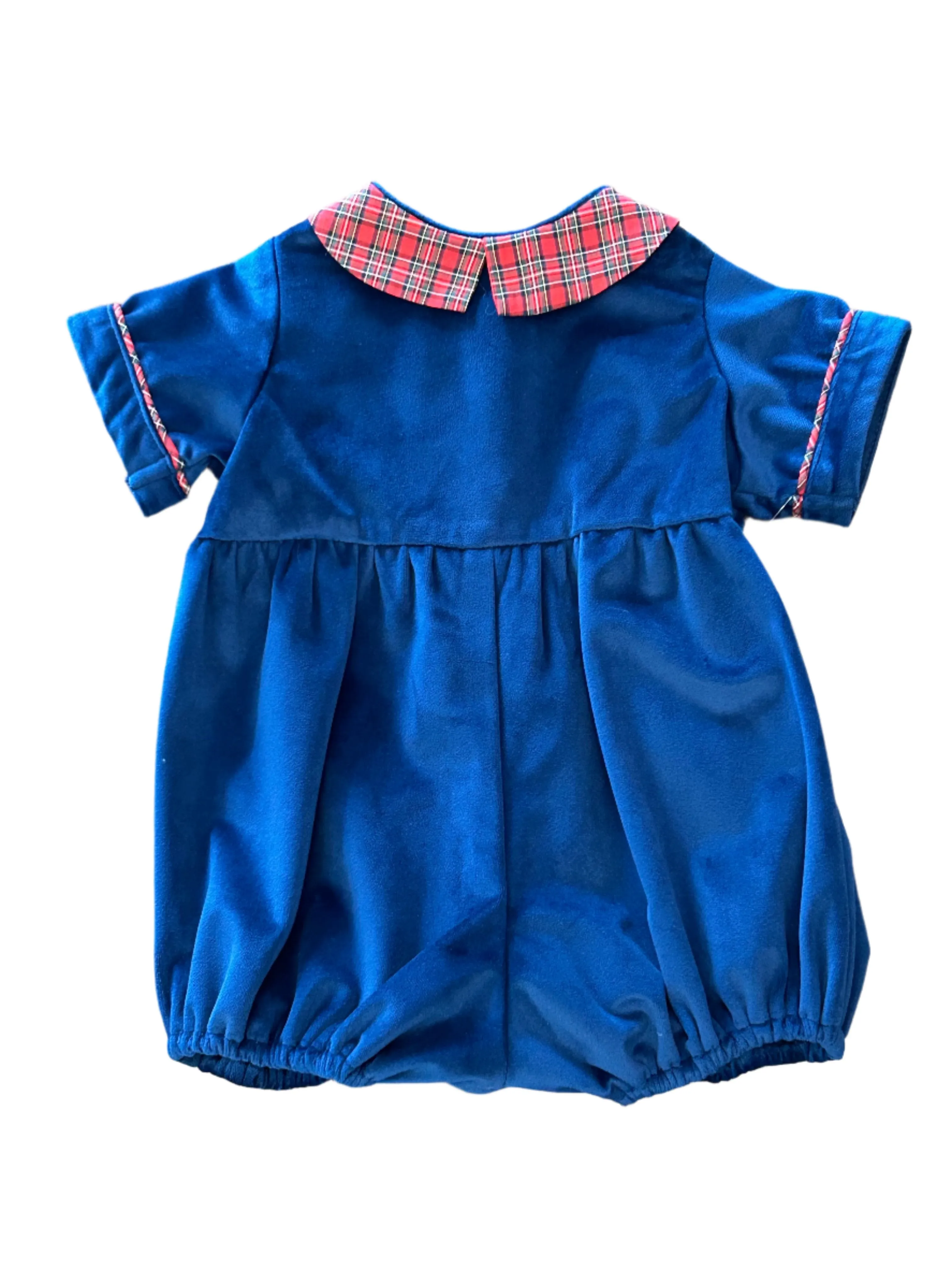 Velvet Romper w/Plaid