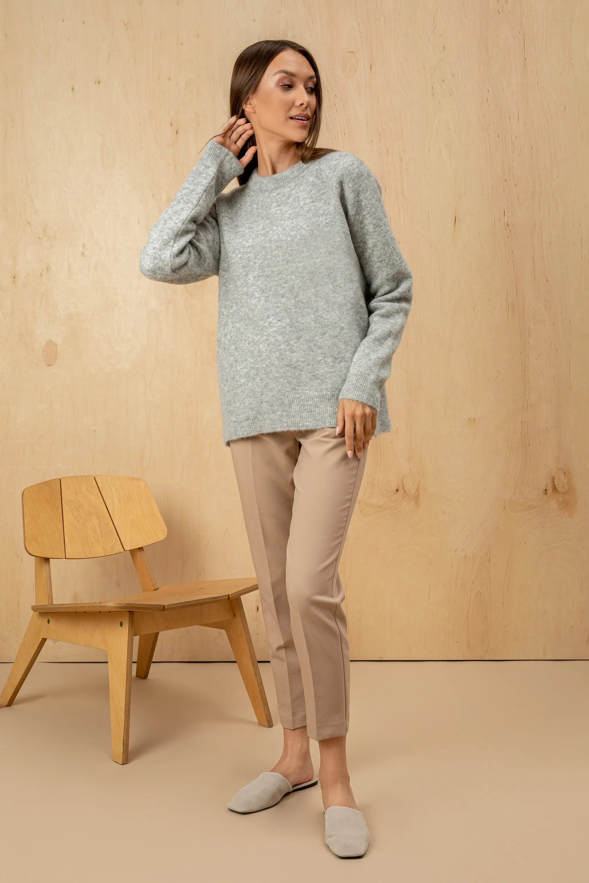 Velvet Wool Sweater Oversized - Grey