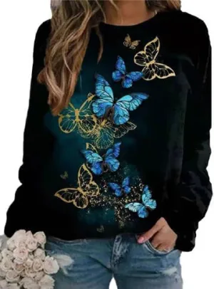 Vintage Floral Crewneck Sweatshirt for Women Trendy Long Sleeve Shirts Casual Oversized Sweatshirts Pullover Tops