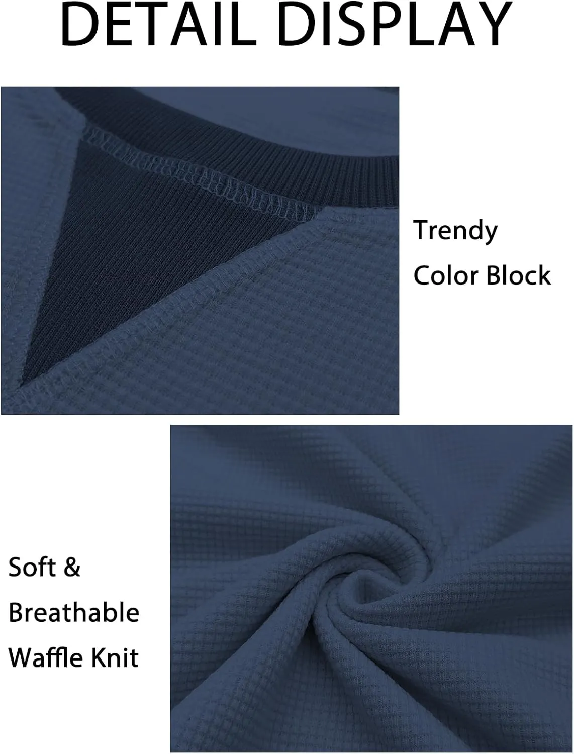 VISLILY Womens-Plus-Size-Sweatshirts Trendy Color Block Casual Long Sleeve Tops Waffle Knit Oversized Shirts Loose Fit Tunics