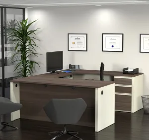 White Chocolate & Antigua Modern U-shaped Desk