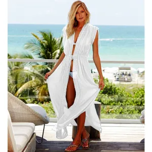 White Long Beach Cover Ups Kaftan #White #Kaftan #Cardigan