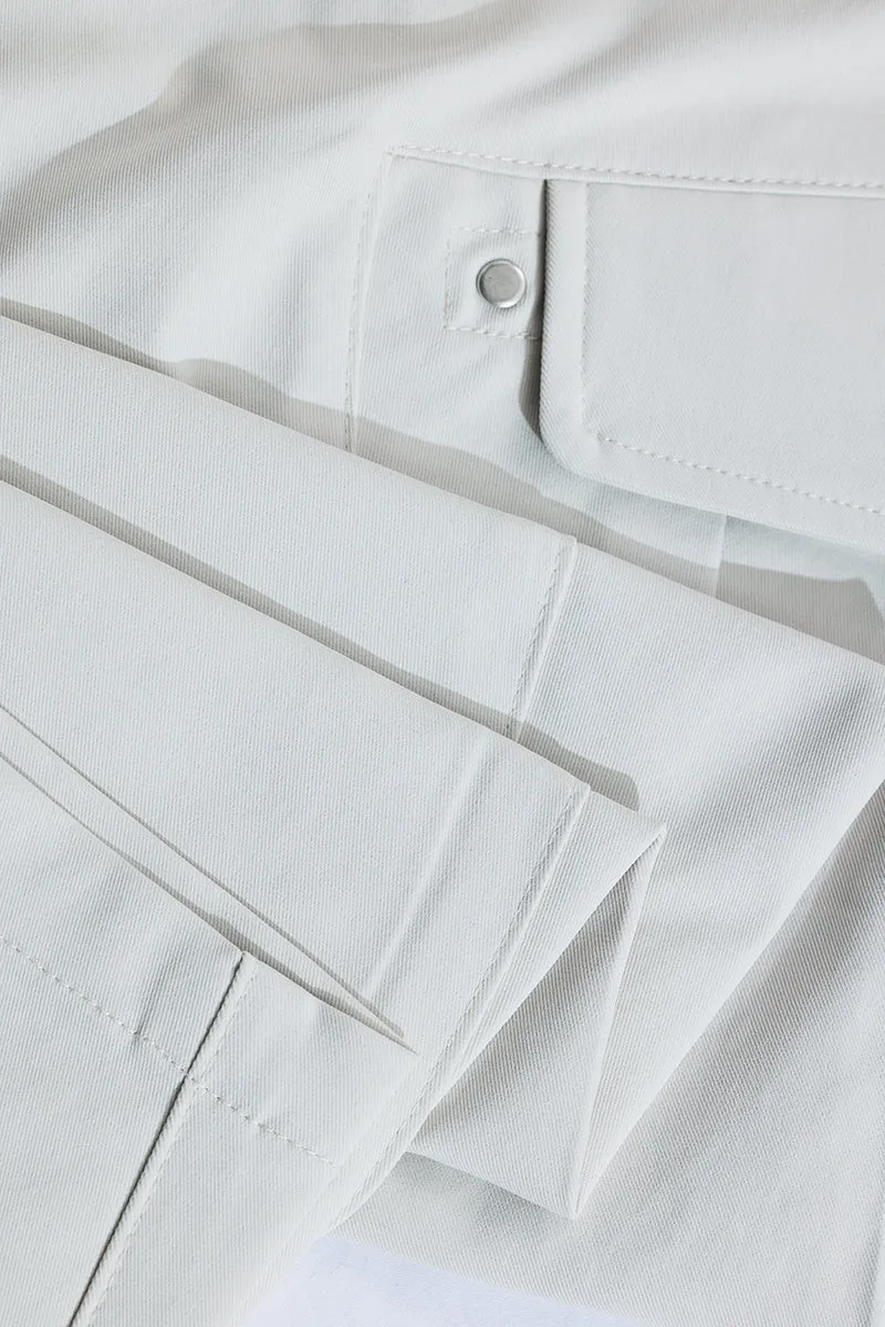 White Mid Rise Relaxed Fit Cargo Pants