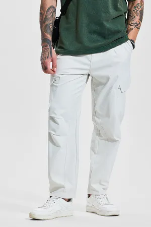 White Mid Rise Relaxed Fit Cargo Pants