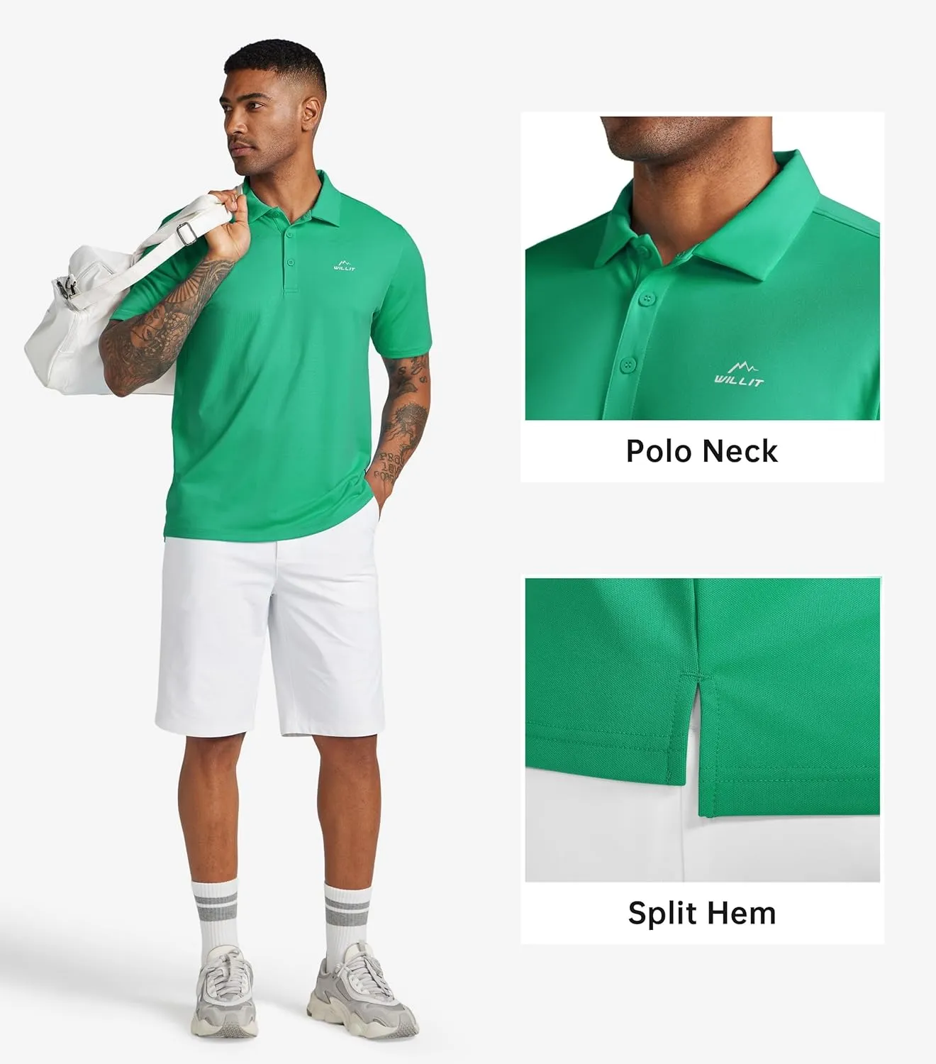 Willit Men's Golf Polo Shirt Short Sleeve Quick Dry Athletic Tennis Casual Shirts Golf Shirts for Men