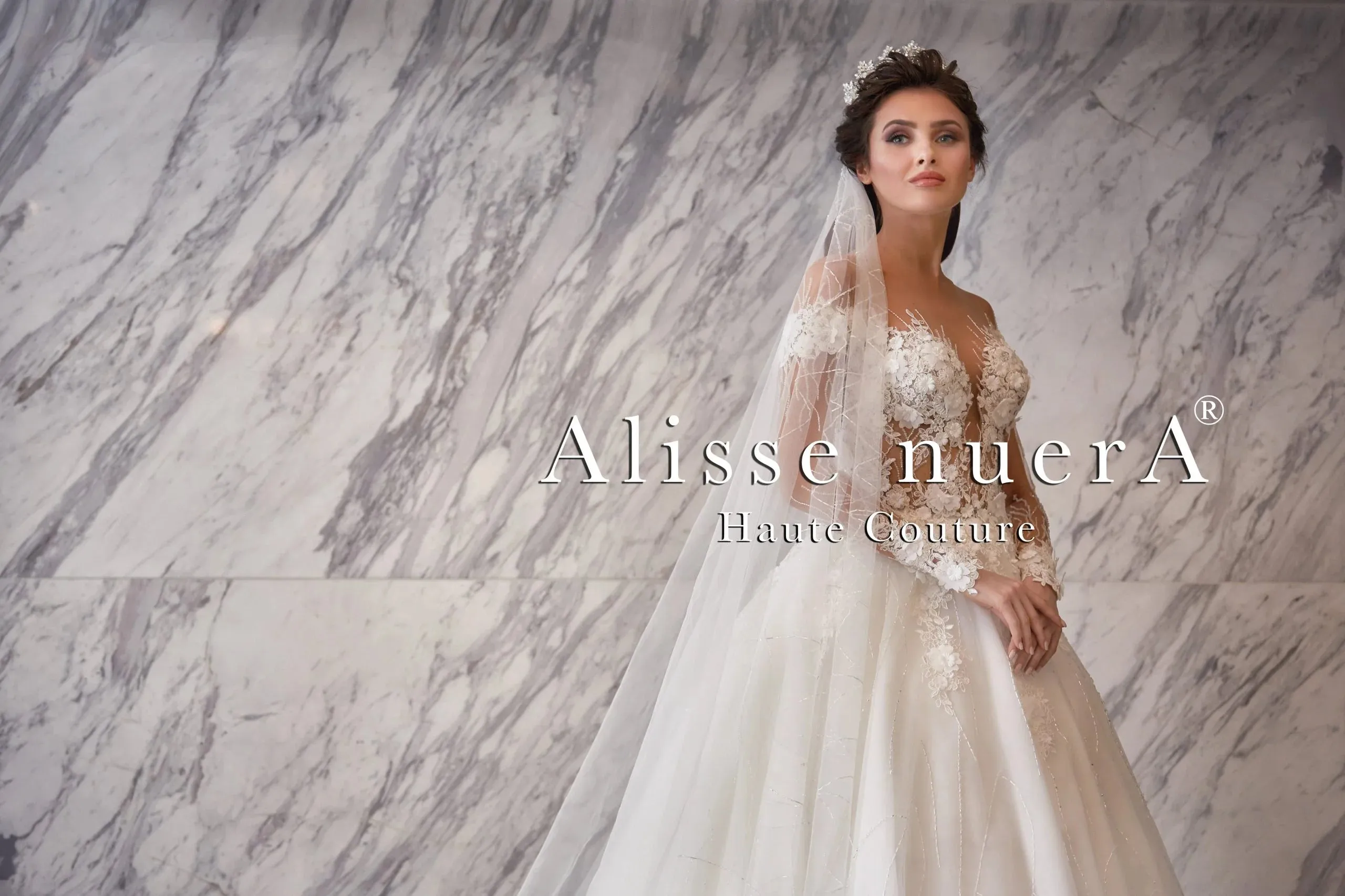 Winter White Princess Wedding Gown with Off Shoulder Illusion Transparent Long Sleeve