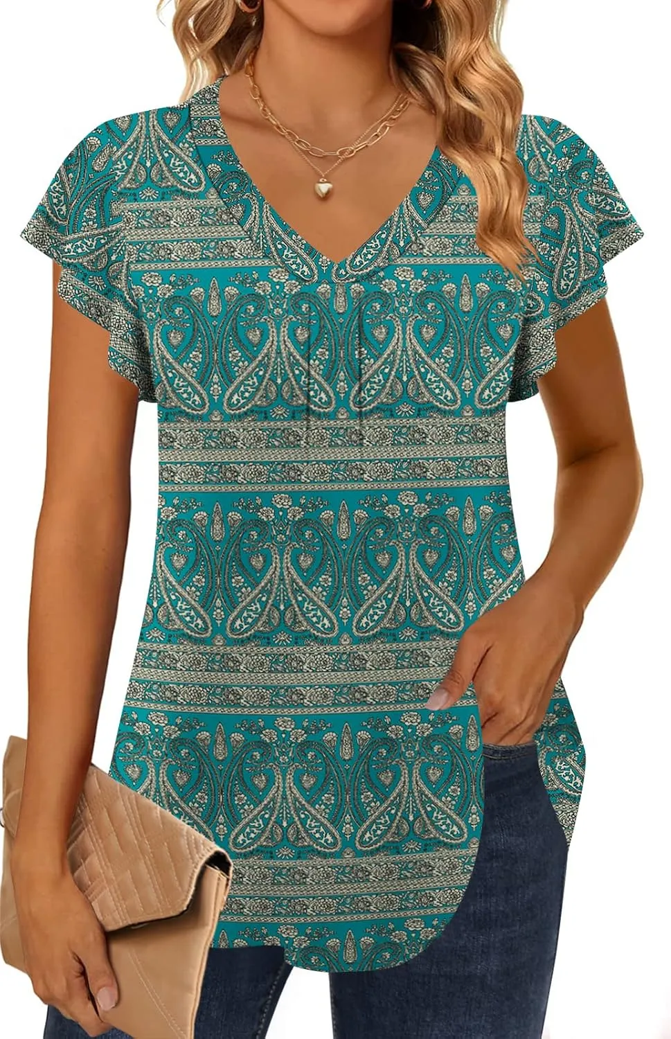 Women 2025 Summer Tops Short Sleeve T Shirts Casual V Neck Blouses Cute Loose Fit Tunic