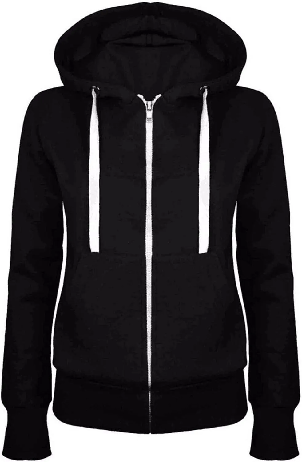 Women Casual Full Zip Up Hoodie Long Sleeve Fall Sweatshirts Jacket Solid Color Comfy Loose Hoodies Tops with Pockets
